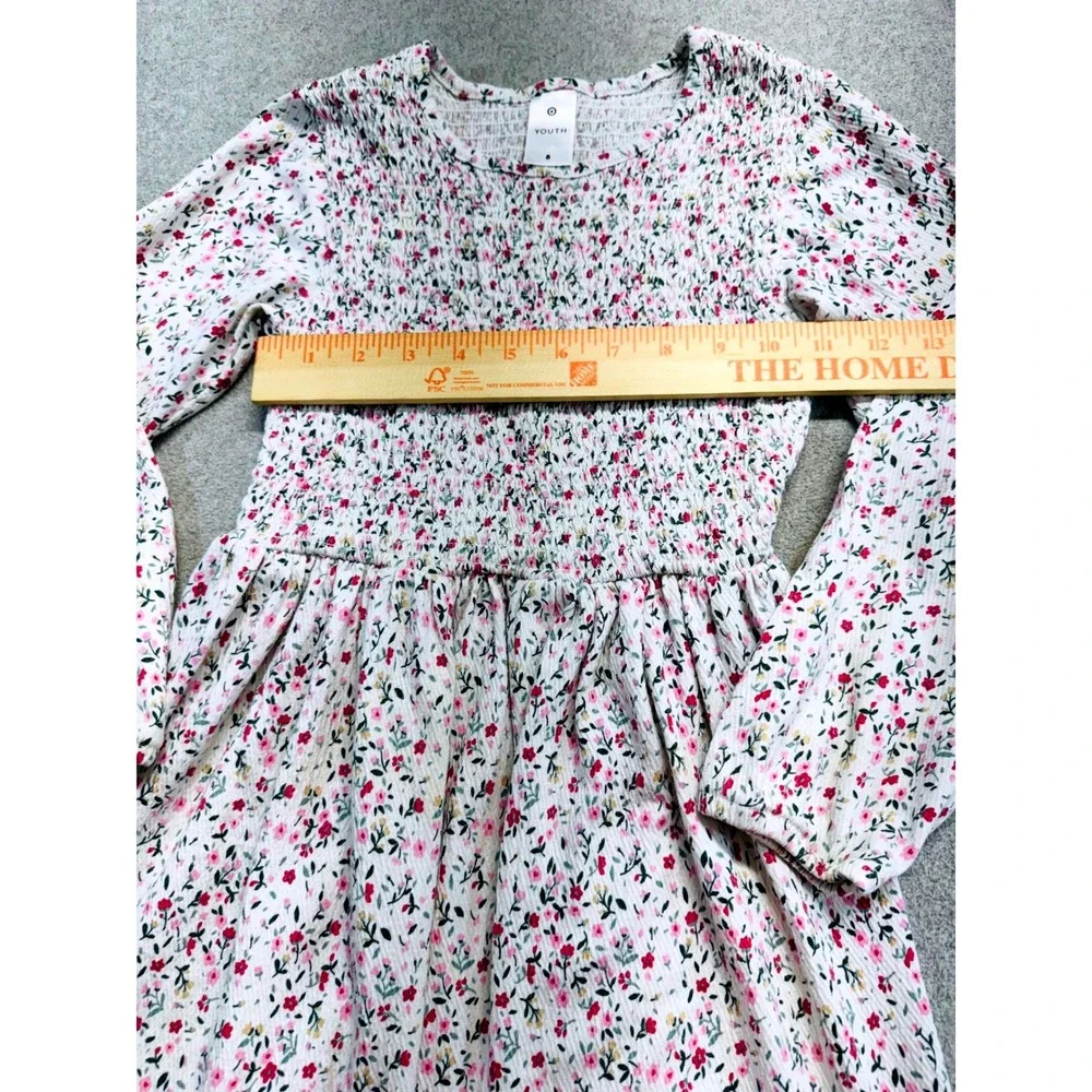Target Youth Girls Size 8 Floral Smocked Dress Long Sleeve Cottagecore School